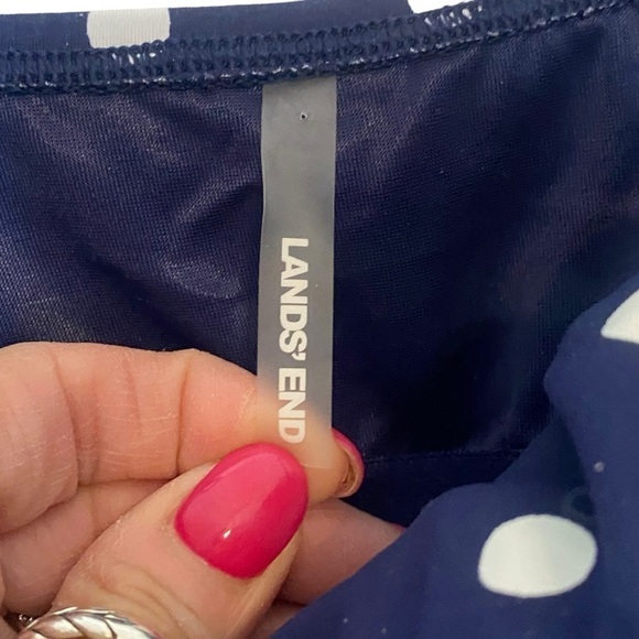 Lands End polka dot ruffle tankini top blue size 10 D - Picture 7 of 7